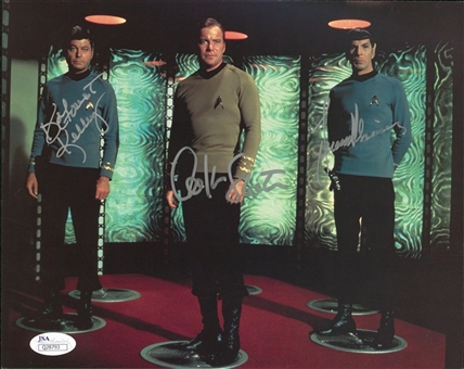 Star Trek Cast Signed 8x10 Photograph Signed By Kelley, Shatner and Nimoy (JSA)
